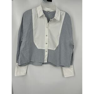 Madewell Oxford Cropped Tuxedo Shirt in Stripe Size M
